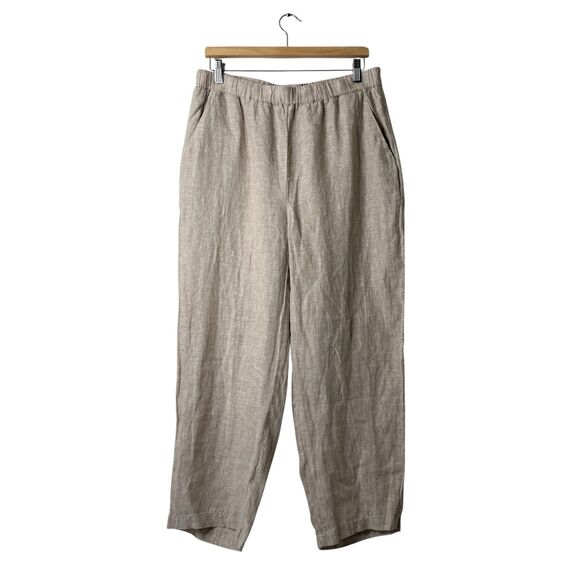 Quince 100% European Flax Linen Pants 28” Size L Pull On Beachy Coastal NWT - Picture 1 of 10